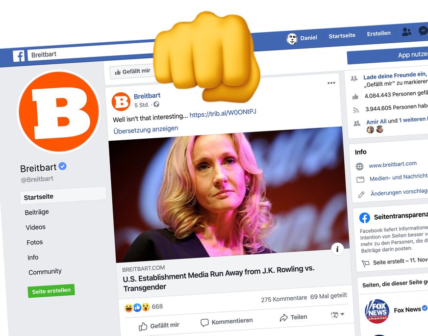 Wie Breitbart die «Mainstream-Medien» auf Facebook «zermalmt»